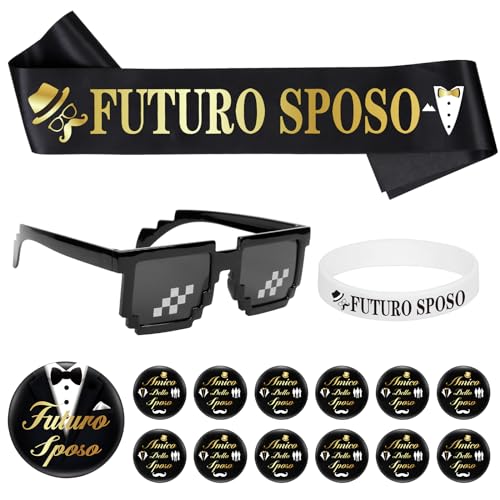 MONCAP 14 Stück Junggesellenabschied Gadget Zukunft Stirnband zukünftiger Bräutigam Armband Zukunft Bräutigam Sonnenbrille Bräutigam Brosche Freund des Bräutigams - für Junggesellinnenabschied Party MONCAP 14 Stück Junggesellenabschied Gadget Zukunft Stirnband zukünftiger Bräutigam Armband Zukunft Bräutigam Sonnenbrille Bräutigam Brosche Freund des Bräutigams - für Junggesellinnenabschied Party von MONCAP