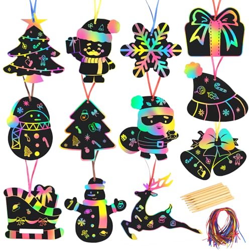 MONCAP 48pcs Christmas Scratch Art Xmas Black Magic Scratch Paper with Xmas Tree Snowman Snowflake Santa Claus Pattern for Kids Girls Boys Christmas Craft Project Gift Decor MONCAP 48pcs Christmas Scratch Art Xmas Black Magic Scratch Paper with Xmas Tree Snowman Snowflake Santa Claus Pattern for Kids Girls Boys Christmas Craft Project Gift Decor von MONCAP