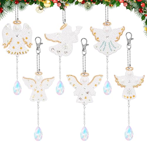 MONCAP 6 Stück Engel Diamond Painting Schlüsselanhänger für Weihnachten und Winter - Bastelset für Erwachsene - Hängend Deko MONCAP 6 Stück Engel Diamond Painting Schlüsselanhänger für Weihnachten und Winter - Bastelset für Erwachsene - Hängend Deko von MONCAP