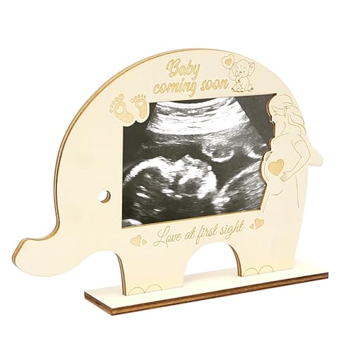 MONCAP Baby Ultraschall Fotorahmen Elephant Ultraschall Bilderrahmen Holz Ultraschall Sonogramm Bilderrahmen Schwangere Mutter Geschenke für Werdende Mutter Babyparty von MONCAP