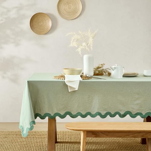MONDAY MOOSE Tischdecke mit gewelltem Bauernhaus, rustikaler Picknick-Stil, Dekoration, rechteckig, natürliche Stonewashed Baumwolle, Tischdecke für Küche, Esszimmer, Restaurant (152,4 x 259,1 cm MONDAY MOOSE Tischdecke mit gewelltem Bauernhaus, rustikaler Picknick-Stil, Dekoration, rechteckig, natürliche Stonewashed Baumwolle, Tischdecke für Küche, Esszimmer, Restaurant (152,4 x 259,1 cm von MONDAY MOOSE