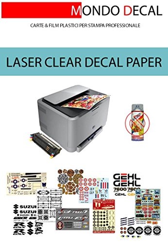 WATERSLIDE DECAL PAPER Papier für Fernbedienung, Laserdruck, Basis Clear, 3 Blatt A4, kein Cover-Coat erforderlich von MONDO DECAL