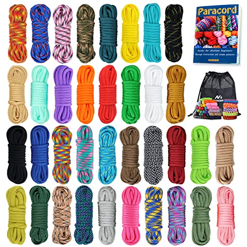 MONOBIN 36 Farben 10 Fuß Paracord 550 Combo-Kit, Paracord-Armband-Bausatz – Multifunktions-Paracord-Seil mit Anleitung zur Herstellung von Lanyard, Hundehalsband, Geschenkidee (36 Farben - A) MONOBIN 36 Farben 10 Fuß Paracord 550 Combo-Kit, Paracord-Armband-Bausatz – Multifunktions-Paracord-Seil mit Anleitung zur Herstellung von Lanyard, Hundehalsband, Geschenkidee (36 Farben - A) von MONOBIN