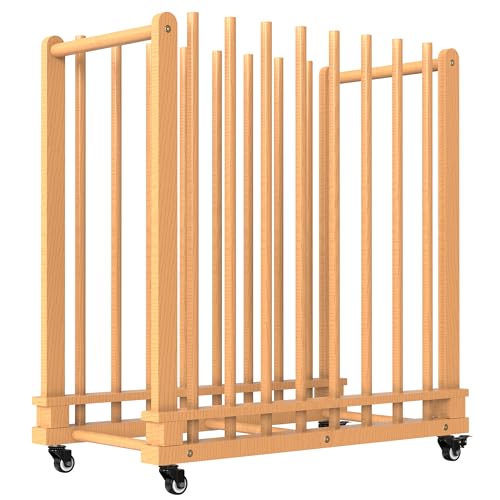 MOOFI Trockengestell aus Holz, horizontales Regal, abschließbare Räder, Malerei, Trockengestell – gerader Boden von MOOFI
