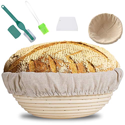 MUOIVG Gärkörbchen rund, 25 cm Proof Korb für Brot und Teig, Der ideale Gärkorb aus natürlichem Peddigrohr–mit Leineneinsatz+Teigschaber+ Bread Lame +frei Bürste1 MUOIVG Gärkörbchen rund, 25 cm Proof Korb für Brot und Teig, Der ideale Gärkorb aus natürlichem Peddigrohr–mit Leineneinsatz+Teigschaber+ Bread Lame +frei Bürste1 von MUOIVG