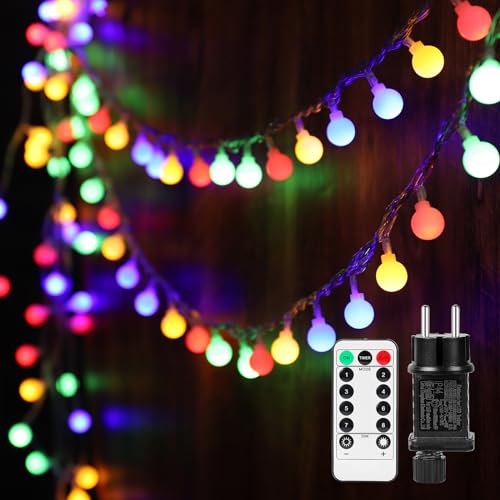 MOOKLIN ROAM Kugel Lichterkette, 100 LEDs Lichterkette Kugel 13m 8 Modi Dimmbar, Partylichterkette für Innen und Außen - ideal für Weihnachten, Hochzeit, Party, Garten von MOOKLIN ROAM