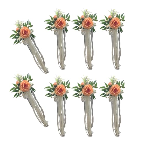 MOONDAME 6 elegante weiße künstliche Blumen-Stuhl-Dekorationen, Bänke, Bänke, Blumen mit Bändern, für Hochzeit, Gang, Partyzubehör MOONDAME 6 elegante weiße künstliche Blumen-Stuhl-Dekorationen, Bänke, Bänke, Blumen mit Bändern, für Hochzeit, Gang, Partyzubehör von MOONDAME