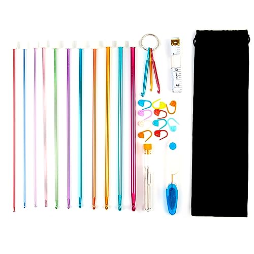 MOONDAME Aluminium-Stricknadel-Set mit Zubehör für handgefertigtes Stricken, farbige, gerade Stricknadel MOONDAME Aluminium-Stricknadel-Set mit Zubehör für handgefertigtes Stricken, farbige, gerade Stricknadel von MOONDAME