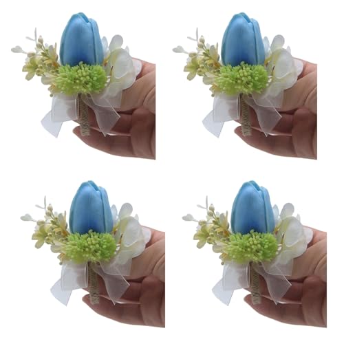 MOONDAME Ansteckblume für Braut und Brautjungfer, Bälle, Party, Hochzeit, Ansteckblume für Brautjungfer und Trauzeugen, 4 Stück von MOONDAME