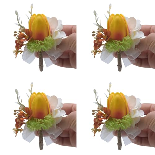 MOONDAME Ansteckblume für Braut und Brautjungfer, Bälle, Party, Hochzeit, Ansteckblume für Brautjungfer und Trauzeugen, 4 Stück MOONDAME Ansteckblume für Braut und Brautjungfer, Bälle, Party, Hochzeit, Ansteckblume für Brautjungfer und Trauzeugen, 4 Stück von MOONDAME