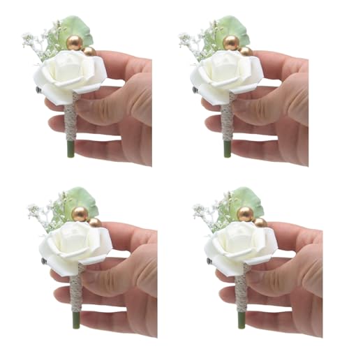 MOONDAME Ansteckblume in Rosenform, für Braut, Brautjungfer, Bälle, Party, Hochzeit, Ansteckblume für Brautjungfer und Trauzeugen, 4 Stück MOONDAME Ansteckblume in Rosenform, für Braut, Brautjungfer, Bälle, Party, Hochzeit, Ansteckblume für Brautjungfer und Trauzeugen, 4 Stück von MOONDAME