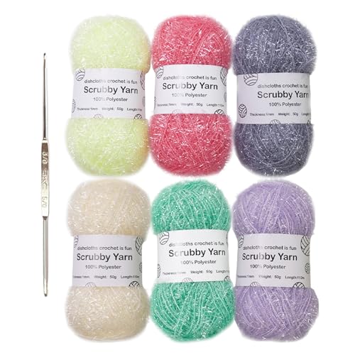 MOONDAME Scrubs Garn Für Geschirrtücher Häkeln Polyestergarn Häkelgarn Mit Haken Handgefertigtes Garn Sparkles Dish Scrubs Garn MOONDAME Scrubs Garn Für Geschirrtücher Häkeln Polyestergarn Häkelgarn Mit Haken Handgefertigtes Garn Sparkles Dish Scrubs Garn von MOONDAME