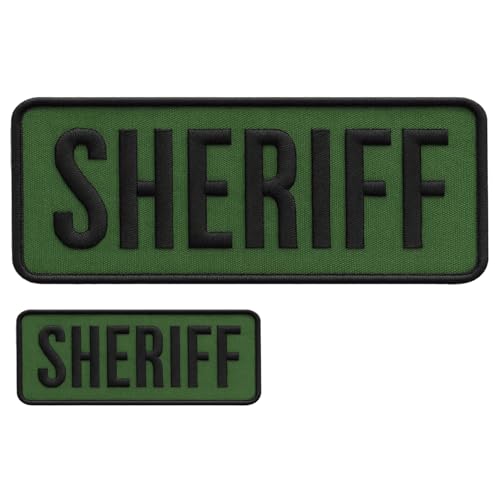 Bestickter Sheriff-Aufnäher für Weste, Sheriff-Wache, Sheriff-Zubehör, 10,2 x 25,4 cm und 5,1 x 12,7 cm, Klettverschluss auf der Rückseite von MOORDYSES