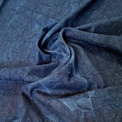 Batik-Denim, Jeansstoff mit Batikmuster, dunkelblau (14 oz), Breite: ca. 1,5 m, Meterware per 0,5 m von MOORE DENIM