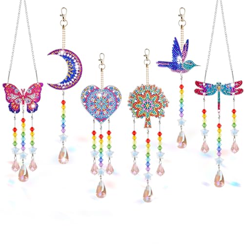 6 Stück Diamond Painting Sonnenfänger Windspiel Bastelset,Diamond Painting Anhänger für Fenster Schmetterling,5D DIY Windspiel Bastelset für Fensterdeko Gartendeko Bastelhandwerk 6 Stück Diamond Painting Sonnenfänger Windspiel Bastelset,Diamond Painting Anhänger für Fenster Schmetterling,5D DIY Windspiel Bastelset für Fensterdeko Gartendeko Bastelhandwerk von MOPLA