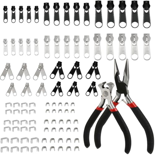 MOPLA 171 Stück Reißverschluss Reparatur Set,Zipper Reißverschluss Ersatz Set,Reißverschluss Schieber,Abnehmbares Ersatz Zipper Head Repair mit Zangen für Reparatur,Jeans,Mäntel,Jacke Taschen Zelte MOPLA 171 Stück Reißverschluss Reparatur Set,Zipper Reißverschluss Ersatz Set,Reißverschluss Schieber,Abnehmbares Ersatz Zipper Head Repair mit Zangen für Reparatur,Jeans,Mäntel,Jacke Taschen Zelte von MOPLA