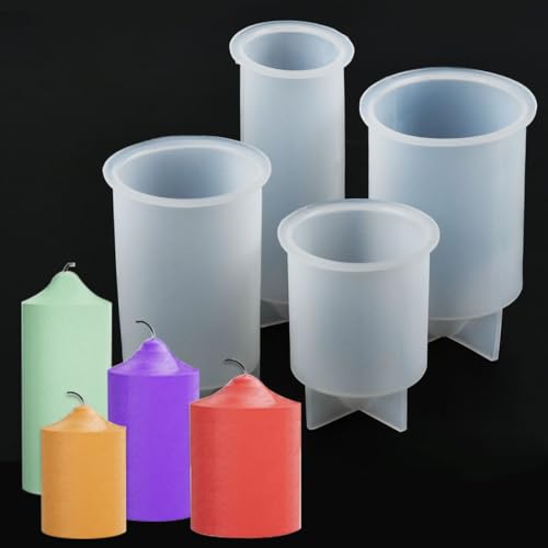 MOPLA 4 Stück Kerzenformen zum Gießen Silikon,Kerzenform Silikon,Gießformen Kerzen Formen Zylinderförmige DIY Silikonformen Kerzenform für Kerzenherstellung,Handgefertigte Seife,Duftkerzen von MOPLA