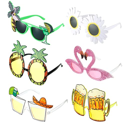 MOPOIN Party Brille, 6 Stück Lustige Brille Lustige Sonnenbrille Hawaiian Tropical Brille Kostüm Party Sonnenbrille für Strand Thema Dekoration, Party Zubehör, Foto Requisiten von MOPOIN