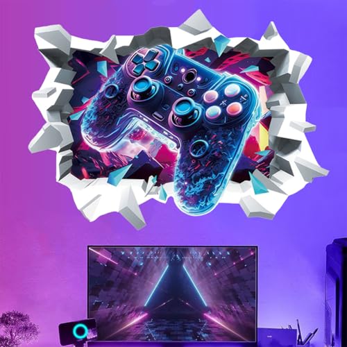 3D Wandtattoo Gamer Wandaufkleber, Gaming Controller Durchbruch Wandaufkleber für Kinderzimmer Jungen, 60 x 40cm, Junge Grafitti cool Wand Aufkleber Jugendliche Zimmer Deko 3D Wandtattoo Gamer Wandaufkleber, Gaming Controller Durchbruch Wandaufkleber für Kinderzimmer Jungen, 60 x 40cm, Junge Grafitti cool Wand Aufkleber Jugendliche Zimmer Deko von MOPQMKT