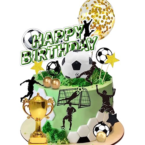 Tortendeko Fussball - 29 Stück Tortenaufleger Deko Geburtstag Kinder Fussball Muffin Deko Fussball Party Tortenaufleger für Babyparty Geburtstagsfeie Kuchendekoration von MOPQMKT