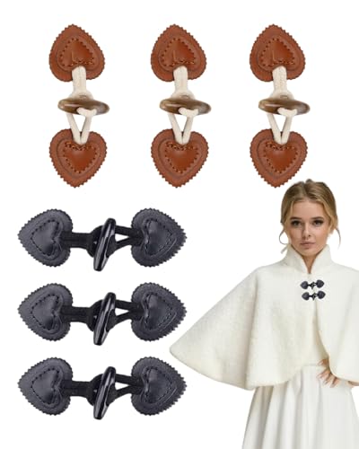 MOPZIJA 6 paar Leder Knebelverschlüsse Knöpfe Verschluss Jacken kleine geknöpfte Mäntel aus Kunstleder, Strickwaren, Windjacken, Harzknöpfe, Knöpfe für Kinderbekleidung, Hornknöpfe (Schwarz+Kaffee) MOPZIJA 6 paar Leder Knebelverschlüsse Knöpfe Verschluss Jacken kleine geknöpfte Mäntel aus Kunstleder, Strickwaren, Windjacken, Harzknöpfe, Knöpfe für Kinderbekleidung, Hornknöpfe (Schwarz+Kaffee) von MOPZIJA