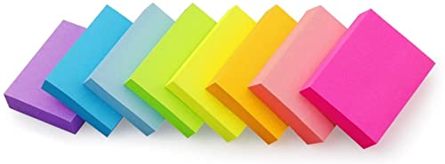 Packung mit 8 farbigen quadratischen Haftnotizen, 8 Farben, 38x52mm, selbstklebende Haftnotizen für Schule, Büro und Zuhause, 100 Blatt/Block von MOQUN