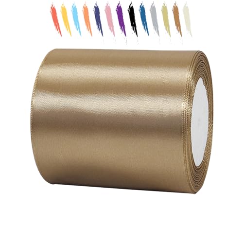 Champagner Gold 100mm Satinband 23 Meter, Polyesterband, verschönern Sie Ihre Bastelarbeiten und Feiern, ideal für Geschenkverpackungen, Dekorationen, Hochzeitsautoband, Bänder zum Basteln von MORAINJAY