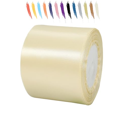 Cremeweiß 75mm Satinband 23 Meter, Polyesterband, verschönern Sie Ihre Bastelarbeiten und Feiern, ideal für Geschenkverpackungen, Dekorationen, Hochzeitsautoband, Bänder zum Basteln von MORAINJAY