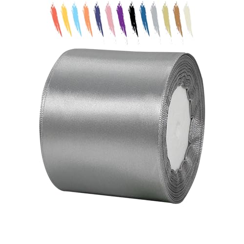 Grau 75mm Satinband 23 Meter, Polyesterband, verschönern Sie Ihre Bastelarbeiten und Feiern, ideal für Geschenkverpackungen, Dekorationen, Hochzeitsautoband, Bänder zum Basteln von MORAINJAY