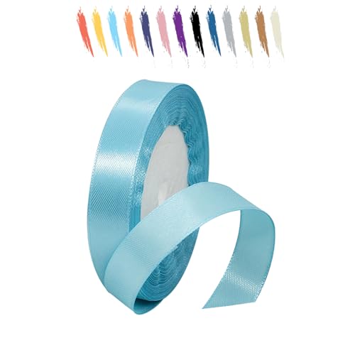 Himmelblau 15mm Satinband 23 Meter, Polyesterband, verschönern Sie Ihre Bastelarbeiten und Feiern, ideal für Geschenkverpackungen, Dekorationen, Hochzeitsautoband, Bänder zum Basteln von MORAINJAY