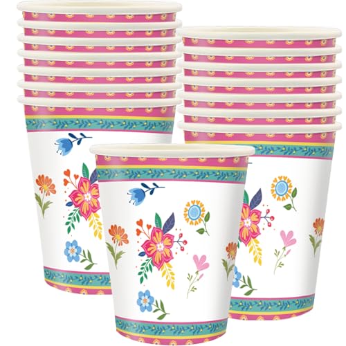 MORAINJAY 16 Stück Blumenmuster Pappbecher Partygeschirr für 16 Gäste, Teeparty Papier Party Geschirr Set, 250ml/9oz Pappbecher Teeparty für Mädchen Geburtstag Muttertag Babyparty Bridgerton Hochzeit MORAINJAY 16 Stück Blumenmuster Pappbecher Partygeschirr für 16 Gäste, Teeparty Papier Party Geschirr Set, 250ml/9oz Pappbecher Teeparty für Mädchen Geburtstag Muttertag Babyparty Bridgerton Hochzeit von MORAINJAY