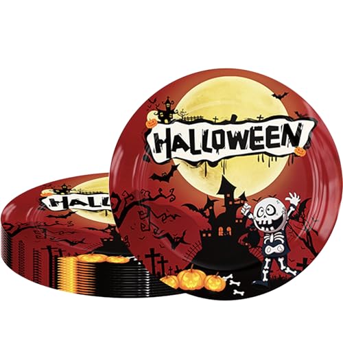 MORAINJAY 16 Stück Halloween Pappteller,9 Zoll Halloween Partygeschirr Teller,Rot Halloween Party Geschir,Halloween Teller für Halloween Partyzubehör Dekoration,Halloween Party Deko für 16 Gäste MORAINJAY 16 Stück Halloween Pappteller,9 Zoll Halloween Partygeschirr Teller,Rot Halloween Party Geschir,Halloween Teller für Halloween Partyzubehör Dekoration,Halloween Party Deko für 16 Gäste von MORAINJAY