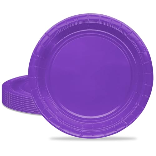 MORAINJAY 16 Stück Lila Partyteller,7 Zoll Pappteller für Geburtstag,18CM Rund Dessertteller Lila Partygeschirr,Tisch Dekorationen Partygeschirr für Hochzeit Garten Geburtstag Party von MORAINJAY