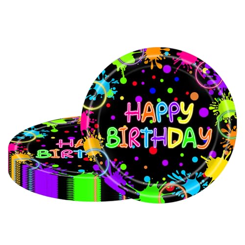 MORAINJAY 16 Stück Neon Glow Pappteller Geburtstagsdeko, Geburtstag Party Geschirr, Leuchtende Partygeschirr Set, Kindergeburtstag Set mit 9 Zoll Pappteller Geschirr Set für Geschirr Schwarzlicht MORAINJAY 16 Stück Neon Glow Pappteller Geburtstagsdeko, Geburtstag Party Geschirr, Leuchtende Partygeschirr Set, Kindergeburtstag Set mit 9 Zoll Pappteller Geschirr Set für Geschirr Schwarzlicht von MORAINJAY