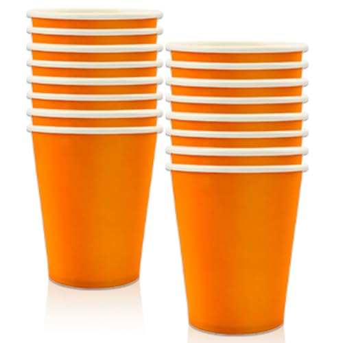 MORAINJAY 16 Stück Orange Pappbecher,9oz/250ml Papier Orange Partybecher Trinkbecher,Cups für Hochzeit Partybedarf,Becher für Heiß und Kaltgetränke,Kaffee,Tee,Geburtstag,Kinderparty MORAINJAY 16 Stück Orange Pappbecher,9oz/250ml Papier Orange Partybecher Trinkbecher,Cups für Hochzeit Partybedarf,Becher für Heiß und Kaltgetränke,Kaffee,Tee,Geburtstag,Kinderparty von MORAINJAY