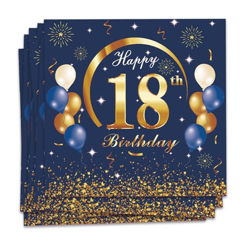 MORAINJAY 18 Geburtstag Papierserviette,20 Stück Blau mit Gold Geburtstagsservietten für Mädchen Junge 18 Geburtstag Party,16.5cm Quadrat Servietten für 18. Geburtstag Party Deko MORAINJAY 18 Geburtstag Papierserviette,20 Stück Blau mit Gold Geburtstagsservietten für Mädchen Junge 18 Geburtstag Party,16.5cm Quadrat Servietten für 18. Geburtstag Party Deko von MORAINJAY