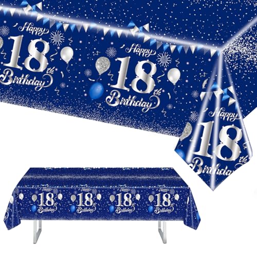 MORAINJAY 18 Geburtstag Tischdecke,137x274cm Blau mit Silver Tischdecke für Mädchen Junge 18 Geburtstag Party,Rechteckige Tischdecke für Geburtstag Party Deko zum 18. MORAINJAY 18 Geburtstag Tischdecke,137x274cm Blau mit Silver Tischdecke für Mädchen Junge 18 Geburtstag Party,Rechteckige Tischdecke für Geburtstag Party Deko zum 18. von MORAINJAY