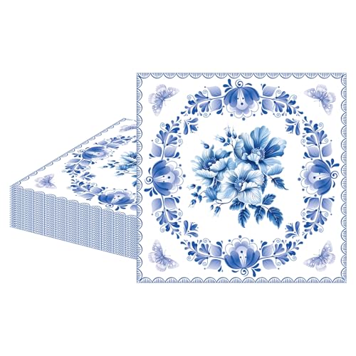 MORAINJAY 20 Stück Blaue Blumen Party Servietten, 33x33cm Servietten Geburtstag Tischdekorationen, Farbige Cocktail Tischserviette Napkins für Junge Mädchen Geburtstag Party, Hochzeit und Jubiläen MORAINJAY 20 Stück Blaue Blumen Party Servietten, 33x33cm Servietten Geburtstag Tischdekorationen, Farbige Cocktail Tischserviette Napkins für Junge Mädchen Geburtstag Party, Hochzeit und Jubiläen von MORAINJAY