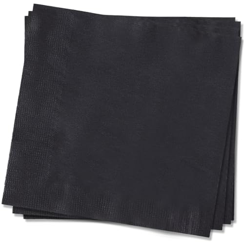 MORAINJAY 20 Stück Schwarz Servietten,33x33cm Papierservietten Napkins,Cocktailservietten,Schwarz Tischdeko Hochzeit Papierserviette für Hochzeit Abendessen Geburtstag Brautjubiläum Party von MORAINJAY