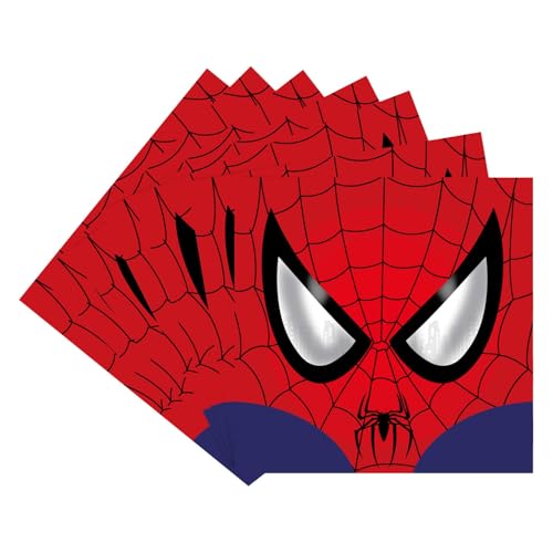 MORAINJAY 20 Stück Spiderman Geburtstag Servietten,33x33cm Party Papierservietten Tischdeko für Kinder,Spiderman Tischserviette Napkins für Junge Geburtstag Party Zubehör Deko Tischserviette von MORAINJAY