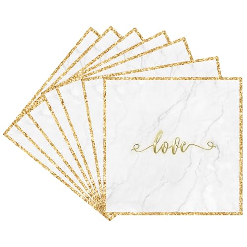 MORAINJAY 20 Stück Valentinstag Party Servietten Tischdekorationen,33x33cm Weiße Papierservietten mit Goldenen LOVE Druck,Farbige Cocktail Servietten für Hochzeit Jubiläen Geburtstag und Flitterwochen MORAINJAY 20 Stück Valentinstag Party Servietten Tischdekorationen,33x33cm Weiße Papierservietten mit Goldenen LOVE Druck,Farbige Cocktail Servietten für Hochzeit Jubiläen Geburtstag und Flitterwochen von MORAINJAY