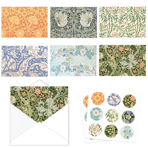 MORAINJAY 24 Grußkarten mit Umschlägen und Aufklebern, Blanko Karten Set 15x10cm, mit 6 Blumenmotiven, für Geburtstag, Einladung, Hochzeit, Dankeskarte, Baby Shower Anlässe von MORAINJAY
