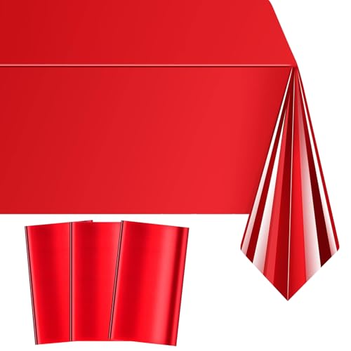 MORAINJAY 3 Stück Red Foil Plastik Tischdecken, 137x274 cm Rechteckige Geburtstag Tischdecke für Party, Feier und Festliche Anlässe, Tischdeko, Party Dekoration MORAINJAY 3 Stück Red Foil Plastik Tischdecken, 137x274 cm Rechteckige Geburtstag Tischdecke für Party, Feier und Festliche Anlässe, Tischdeko, Party Dekoration von MORAINJAY