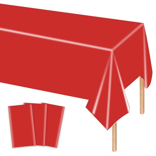 MORAINJAY 3 Stück Rote Plastik Tischdecken, 137x274 cm Rechteckige Geburtstag Tischdecke für Party, Feier und Festliche Anlässe, Einweg Tischdecke, Tischdeko, Party Dekoration MORAINJAY 3 Stück Rote Plastik Tischdecken, 137x274 cm Rechteckige Geburtstag Tischdecke für Party, Feier und Festliche Anlässe, Einweg Tischdecke, Tischdeko, Party Dekoration von MORAINJAY