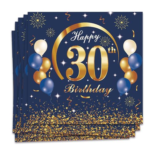 MORAINJAY 30 Geburtstag Papierserviette,20 Stück Blau mit Gold Geburtstagsservietten für Mann Frau 30 Party,16.5cm Quadrat Servietten für 30. Geburtstag Party Deko MORAINJAY 30 Geburtstag Papierserviette,20 Stück Blau mit Gold Geburtstagsservietten für Mann Frau 30 Party,16.5cm Quadrat Servietten für 30. Geburtstag Party Deko von MORAINJAY