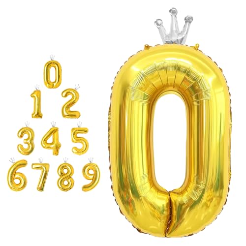 MORAINJAY 40 Zoll Gold Nummernballons mit Krone Große Folienballons für Geburtstage, Abschlüsse und Jubiläen Selbstaufblasbare Ziffern 0-9 MORAINJAY 40 Zoll Gold Nummernballons mit Krone Große Folienballons für Geburtstage, Abschlüsse und Jubiläen Selbstaufblasbare Ziffern 0-9 von MORAINJAY