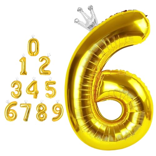 MORAINJAY 40 Zoll Gold Nummernballons mit Krone Große Folienballons für Geburtstage, Abschlüsse und Jubiläen Selbstaufblasbare Ziffern 0-9 MORAINJAY 40 Zoll Gold Nummernballons mit Krone Große Folienballons für Geburtstage, Abschlüsse und Jubiläen Selbstaufblasbare Ziffern 0-9 von MORAINJAY