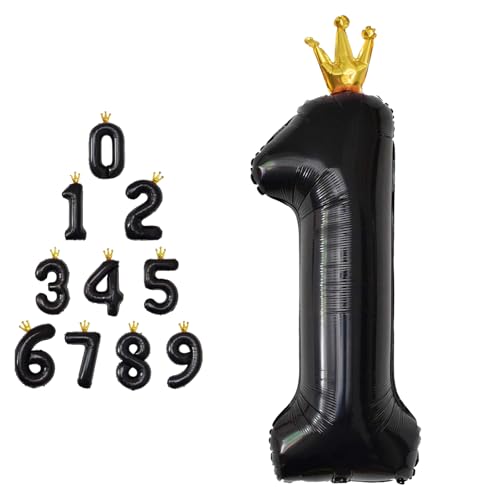 MORAINJAY 40 Zoll Schwarz Nummernballons mit Krone Große Folienballons für Geburtstage, Abschlüsse und Jubiläen Selbstaufblasbare Ziffern 0-9 MORAINJAY 40 Zoll Schwarz Nummernballons mit Krone Große Folienballons für Geburtstage, Abschlüsse und Jubiläen Selbstaufblasbare Ziffern 0-9 von MORAINJAY