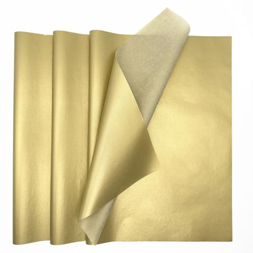 MORAINJAY 60 Blatt Gold Seidenpapier, Transparentpapier, Krepppapier, für Basteln, Verpacken, Geschenkpapier für Geburtstag, Hochzeit, Weihnachten, Halloween (50x70cm) von MORAINJAY