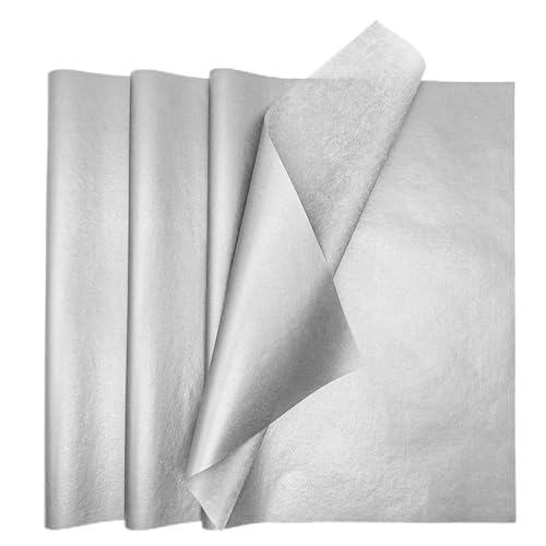 MORAINJAY 60 Blatt Silber Seidenpapier, Transparentpapier, Krepppapier, für Basteln, Verpacken, Geschenkpapier für Geburtstag, Hochzeit, Weihnachten, Halloween (50x70cm) von MORAINJAY